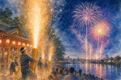 豊橋祇園祭 開催期間2026年7月17日(金)・18日(土)7月17日(金)手筒花火、7月18日(土)打上花火 愛知県豊橋市 / 吉田神社境内、豊川河畔